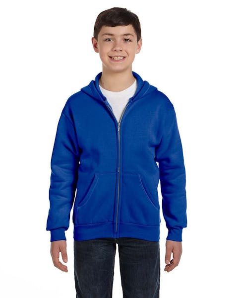 Hanes P480 Youth EcoSmart 50/50 Full-Zip Hooded Sweatshirt