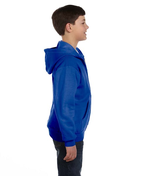 Hanes P480 Youth EcoSmart 50/50 Full-Zip Hooded Sweatshirt