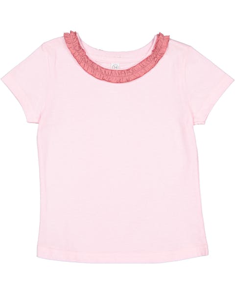 Rabbit Skins RS3329 Camiseta con cuello con volantes para niñas pequeñas