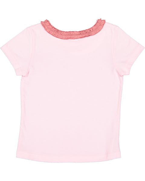 Rabbit Skins RS3329 Camiseta con cuello con volantes para niñas pequeñas