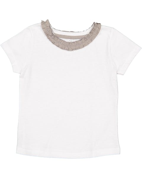 Rabbit Skins RS3329 Camiseta con cuello con volantes para niñas pequeñas