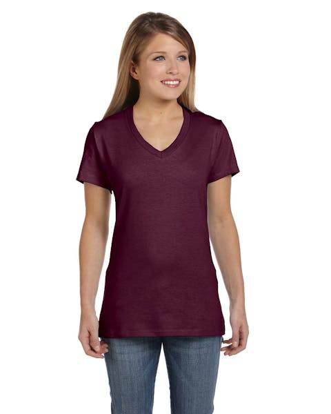 Hanes S04V Ladies' Nano-T V-Neck T-Shirt