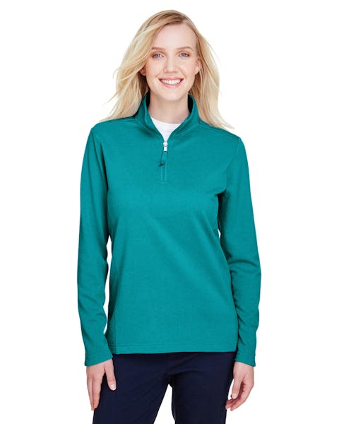 UltraClub UC792W Coastal Piqué Fleece para mujer con un cuarto de cremallera